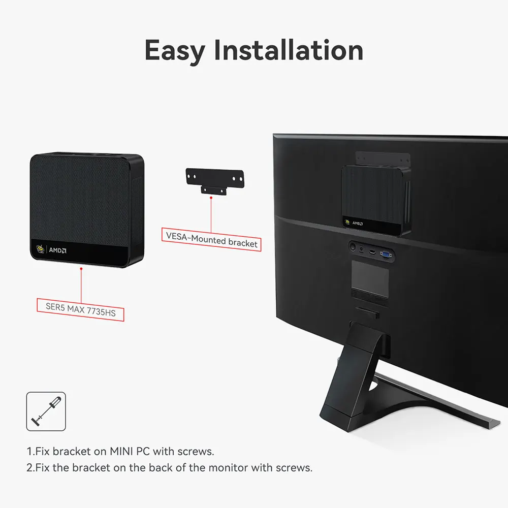 Beelink Mini PC SER 5 SER5 MAX AMD Ryzen R7 7735HS  R5 5500U Desktop Gaming Computer WiFi 6 1000M M.2 2280 NVMe SSD 4K 60Hz