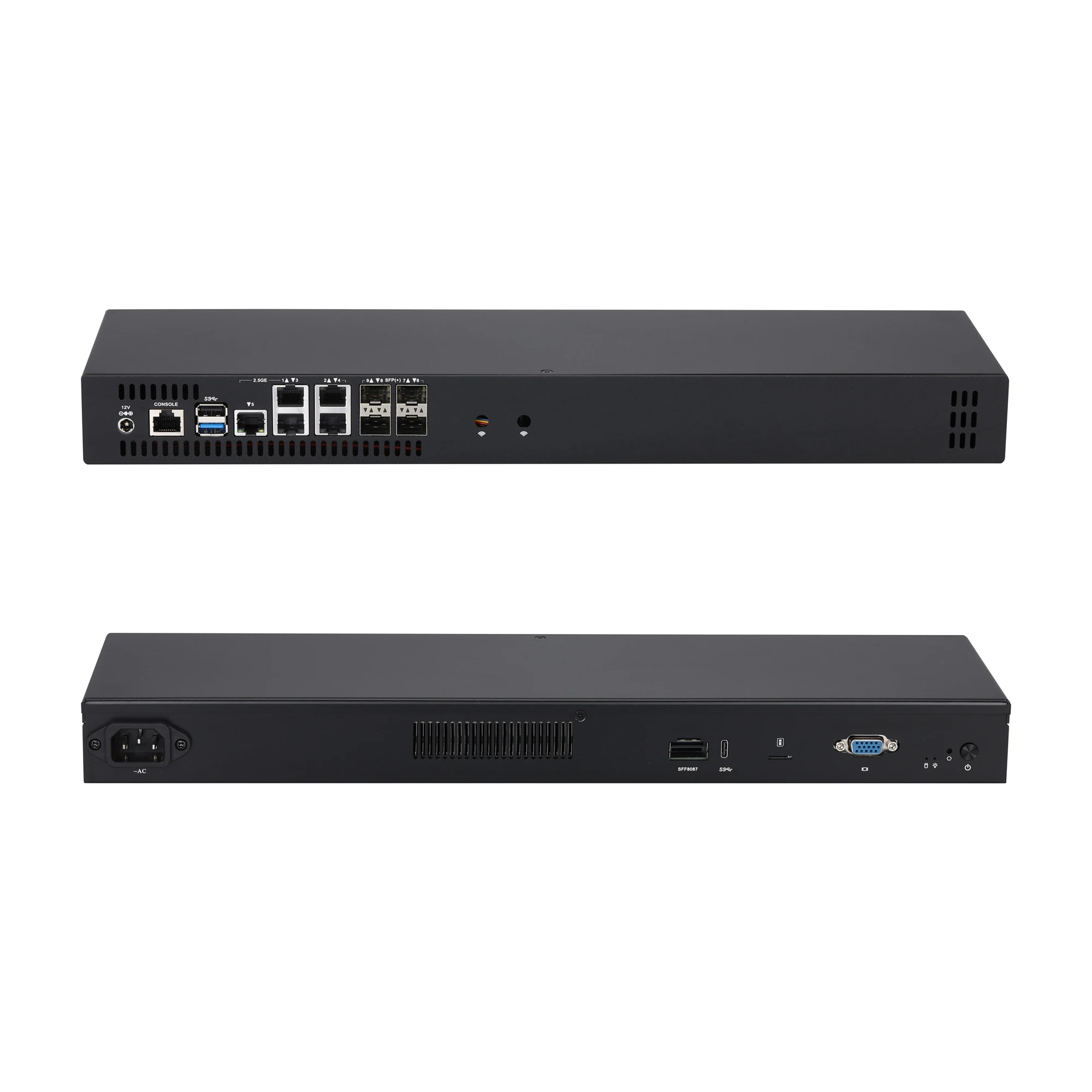 QOTOM Intel Denverton C3758R C3808 C3908 1U Firewall Appliance Router 4x10GbE SFP+ 5x2.5GbE LAN Ubuntu OPNsense VPN Server