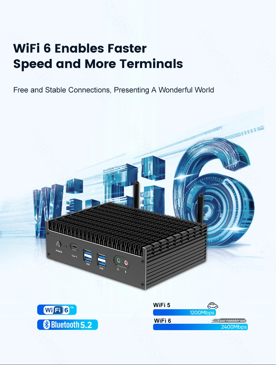13th Gen Intel i7 1355U i5 1335U Fanless Mini PC 2*2.5G LAN PCIE4.0 DDR4 Tunderbolt 4 eGPU Desktop PC Gamer Mini Computer WiFi6
