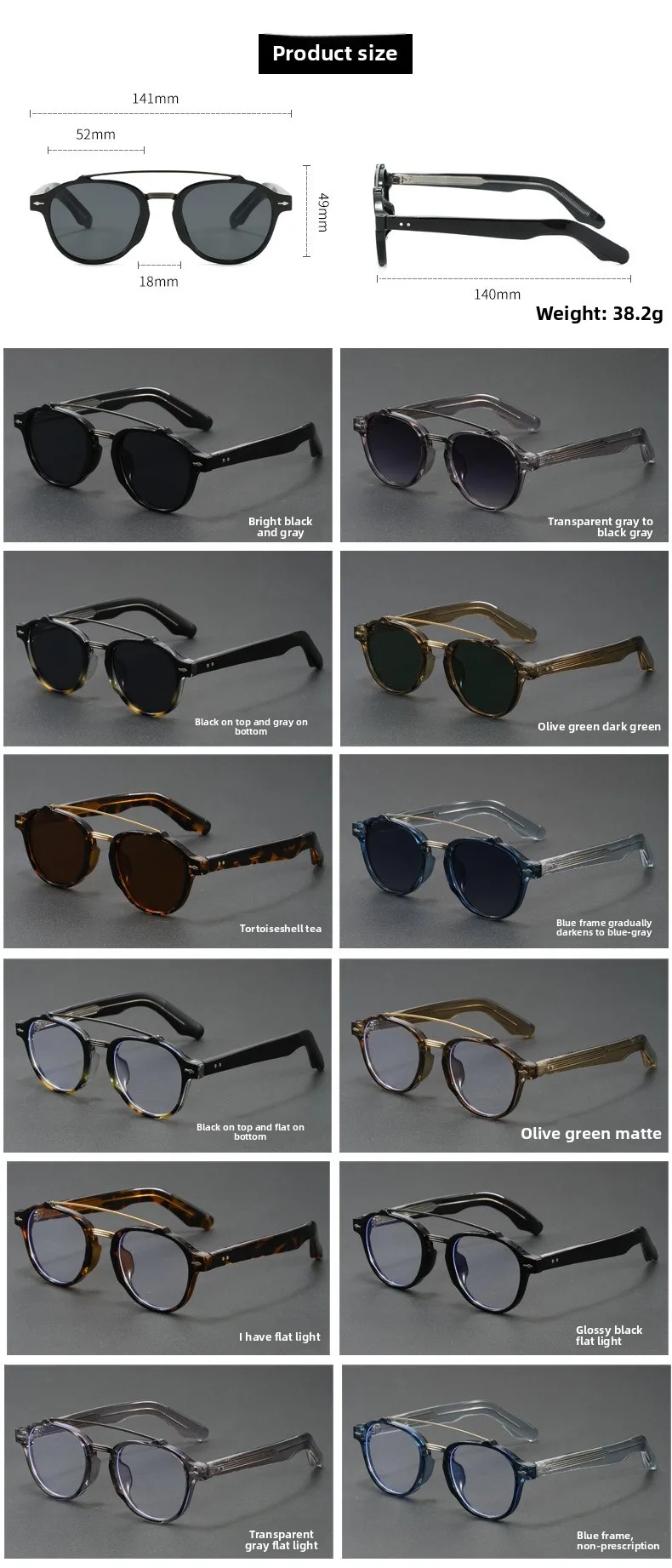 BLMUSA (M) Trendy Pilot Round Myopia Photochromic Prescription Reading Glasses Anti Blue Light Optical Men Polarized Sunglasses