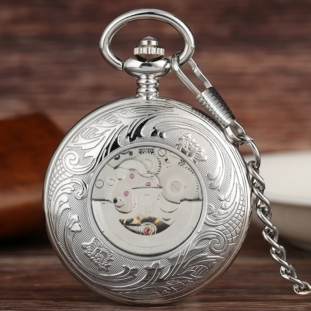 Xmas Gift Luxury Watch Men Relogio Digital Steampunk Pocket Watch Clock Vintage Self Wind Stylish Blue Dial Automatic Mechanical