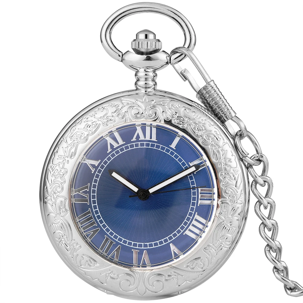 Xmas Gift Luxury Watch Men Relogio Digital Steampunk Pocket Watch Clock Vintage Self Wind Stylish Blue Dial Automatic Mechanical