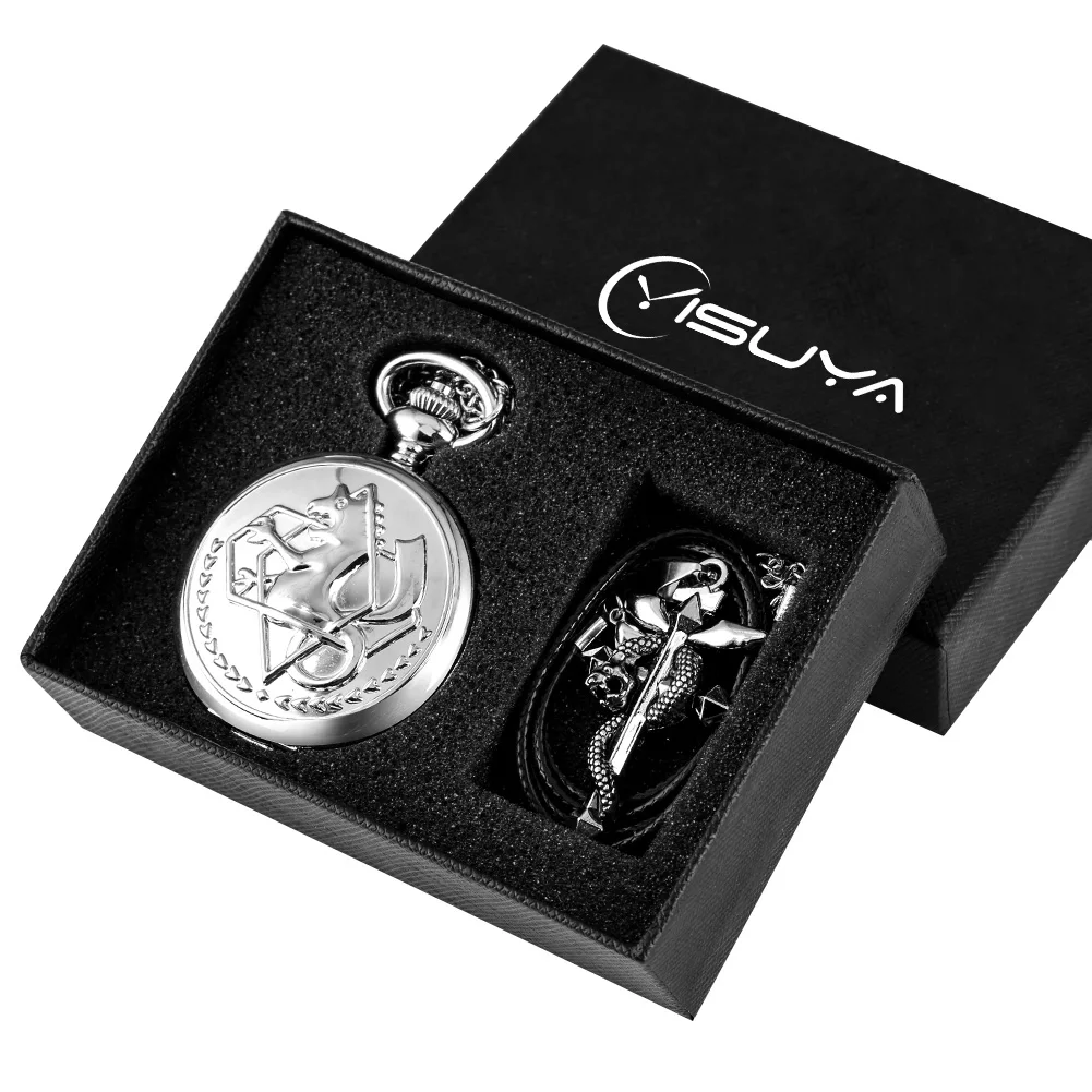 Retro Tone Fullmetal Alchemist High Grade Gifts Sets Pocket Watch Cosplay Edward Elric Anime Design Japan Anime Necklace Clock