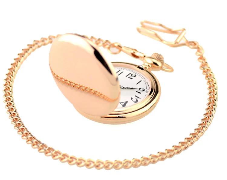 Fashion 37CM Fob Chain Smooth Steel Quartz Pocket Watch Vintage Roman Nmber Dial Pendant Fob Watch Gifts Clock