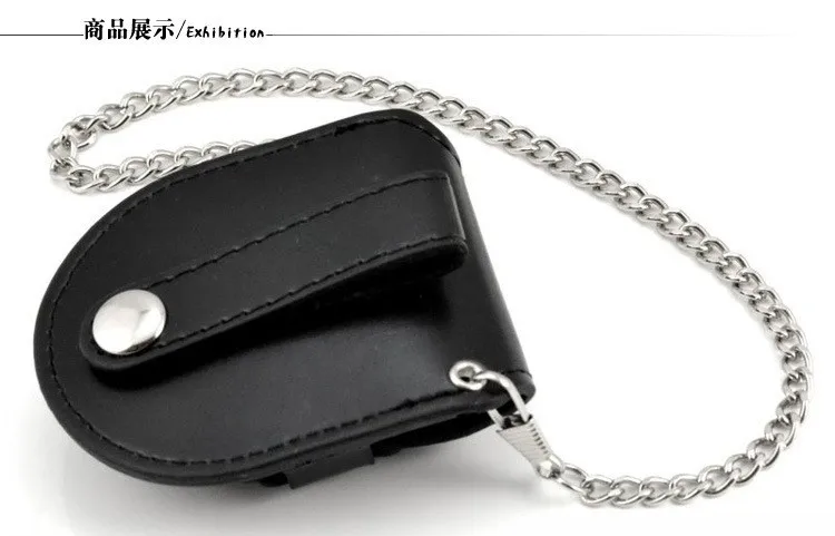 Stylish Gentlemen’s Brown-backed Retro Timeless Pocket Watch Case, Premium Mechanical Organizer Holder with Coin Pouch & Chain