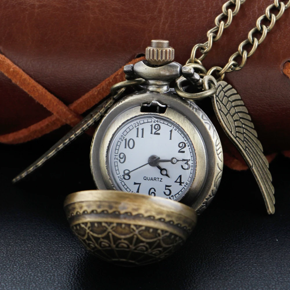 Magic Gold Fairy Ball Quartz Pocket Watch Men's and Women's Vintage Fob Watch Children's Gift Pendant Necklace Souvenir Cf1177