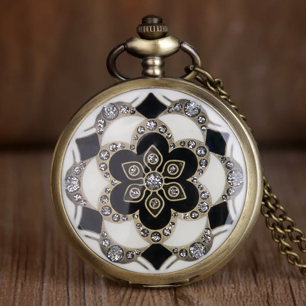 Antique Big Dial Men Women Quartz Pocket Watch Vintage Bronze Pendant Necklace Clock Gifts Fob Watch