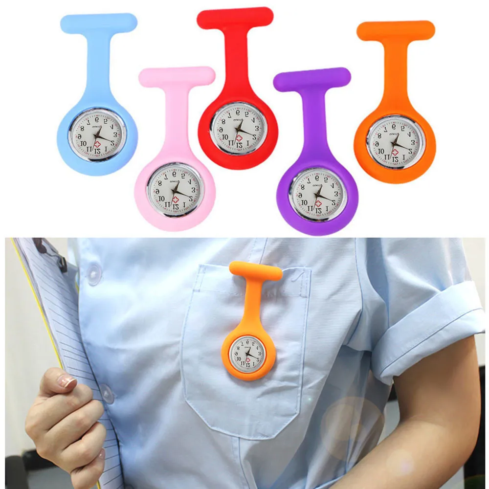 Fashion Pocket Watches Doctor Fob Watch Brooches Silicone Tunic Batteries Quartz-watch with Clip Nurse Watch for Medical Gifts