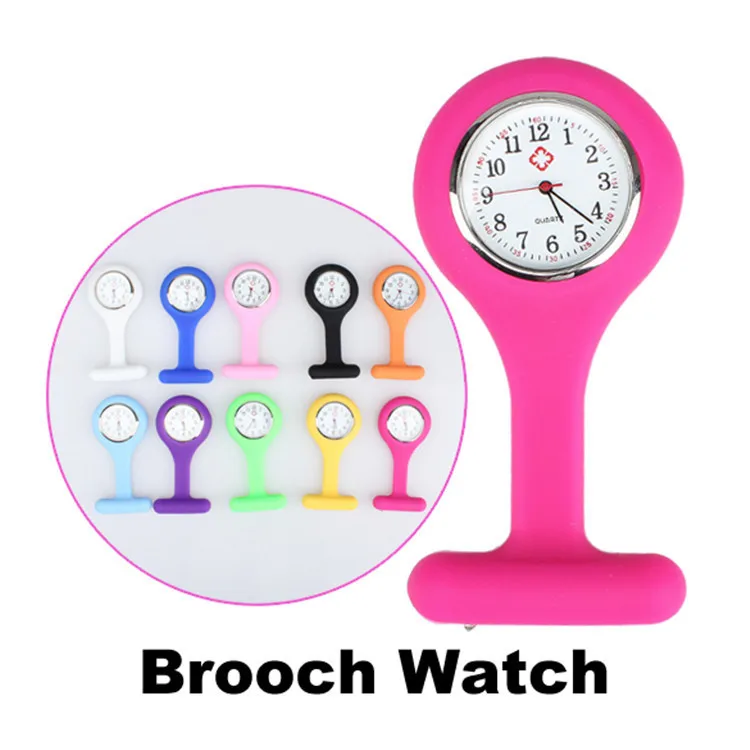 Fashion Pocket Watches Doctor Fob Watch Brooches Silicone Tunic Batteries Quartz-watch with Clip Nurse Watch for Medical Gifts