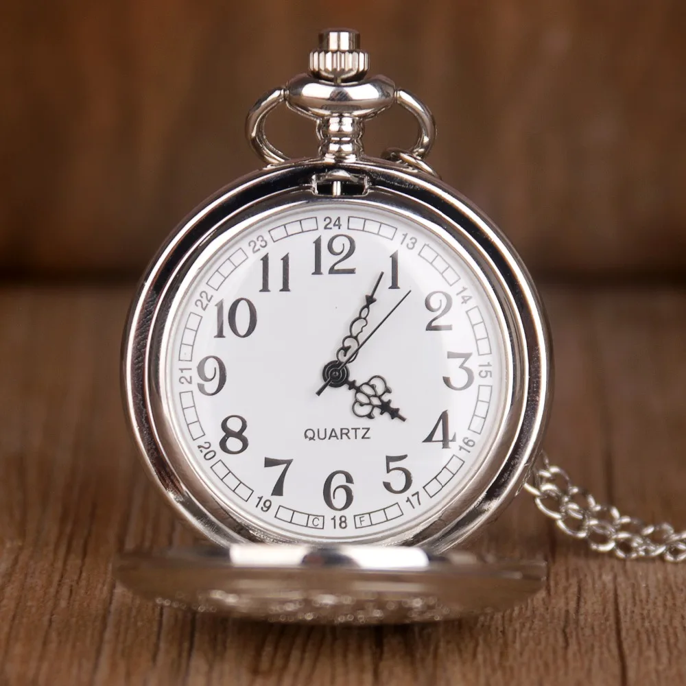Fashion Silver Hollow Dial Steampunk Quartz Pocket Watch Stainless Steel Pendant Chain Gift for Men Women Friend