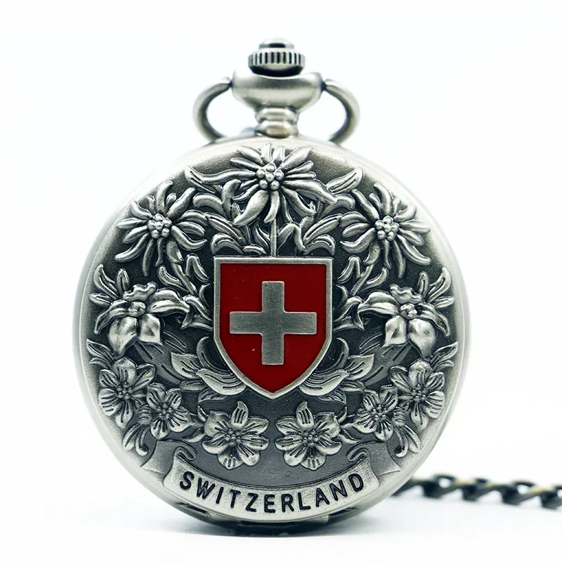 Classic Switzerland Red Cross Hollow Mechanical Pocket Watch Hand Wind Fob Watches High Quality Men Women Pocket Watch Gift