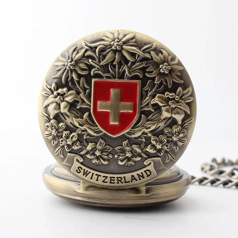 Classic Switzerland Red Cross Hollow Mechanical Pocket Watch Hand Wind Fob Watches High Quality Men Women Pocket Watch Gift