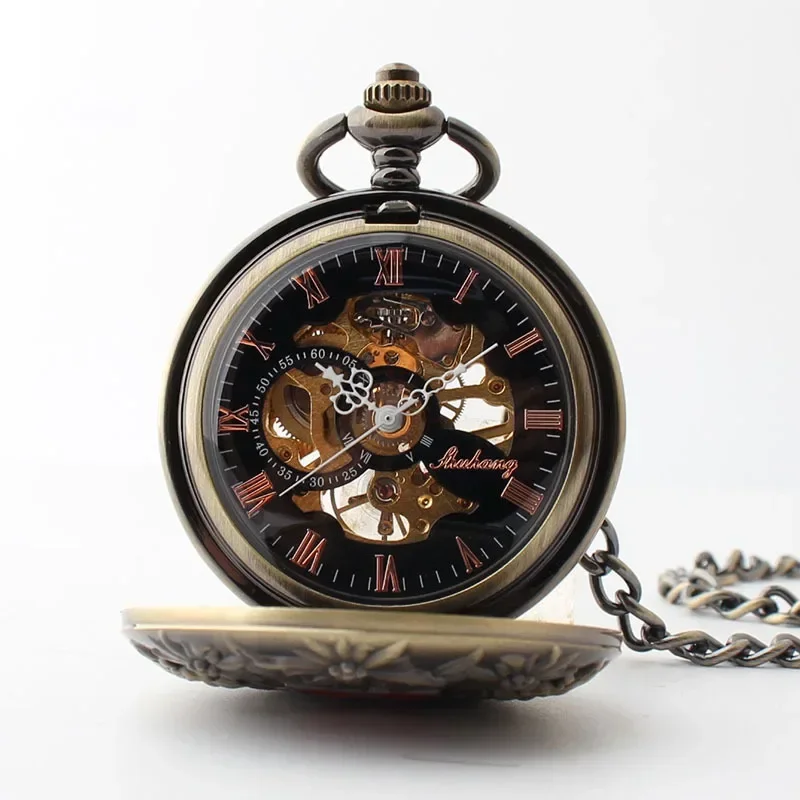 Classic Switzerland Red Cross Hollow Mechanical Pocket Watch Hand Wind Fob Watches High Quality Men Women Pocket Watch Gift