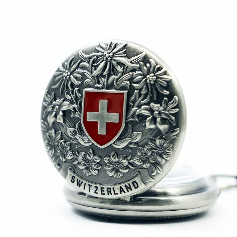 Classic Switzerland Red Cross Hollow Mechanical Pocket Watch Hand Wind Fob Watches High Quality Men Women Pocket Watch Gift