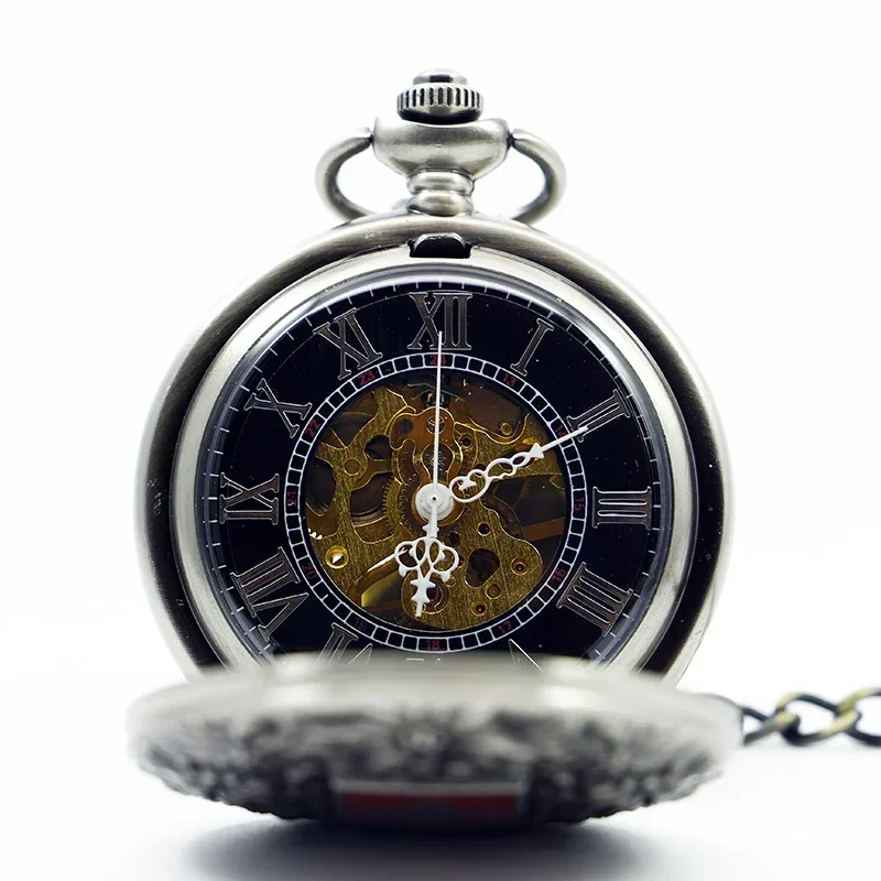 Classic Switzerland Red Cross Hollow Mechanical Pocket Watch Hand Wind Fob Watches High Quality Men Women Pocket Watch Gift