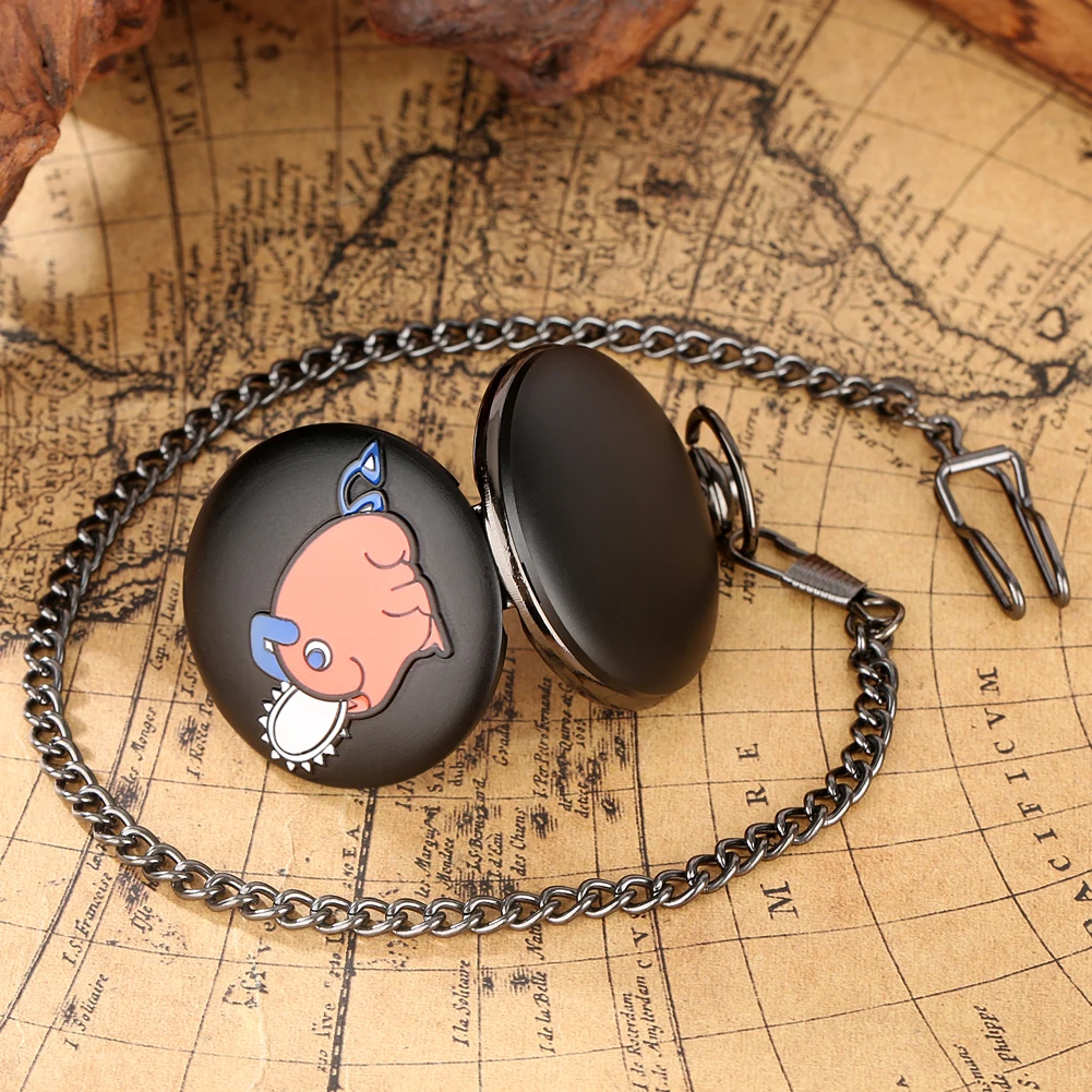 Chainsaw Man Pochita Cosplay Quartz Pocket Watch Chain Pendant Black Cute Animal Cartoon Necklace Jewelry Gifts for Men Women