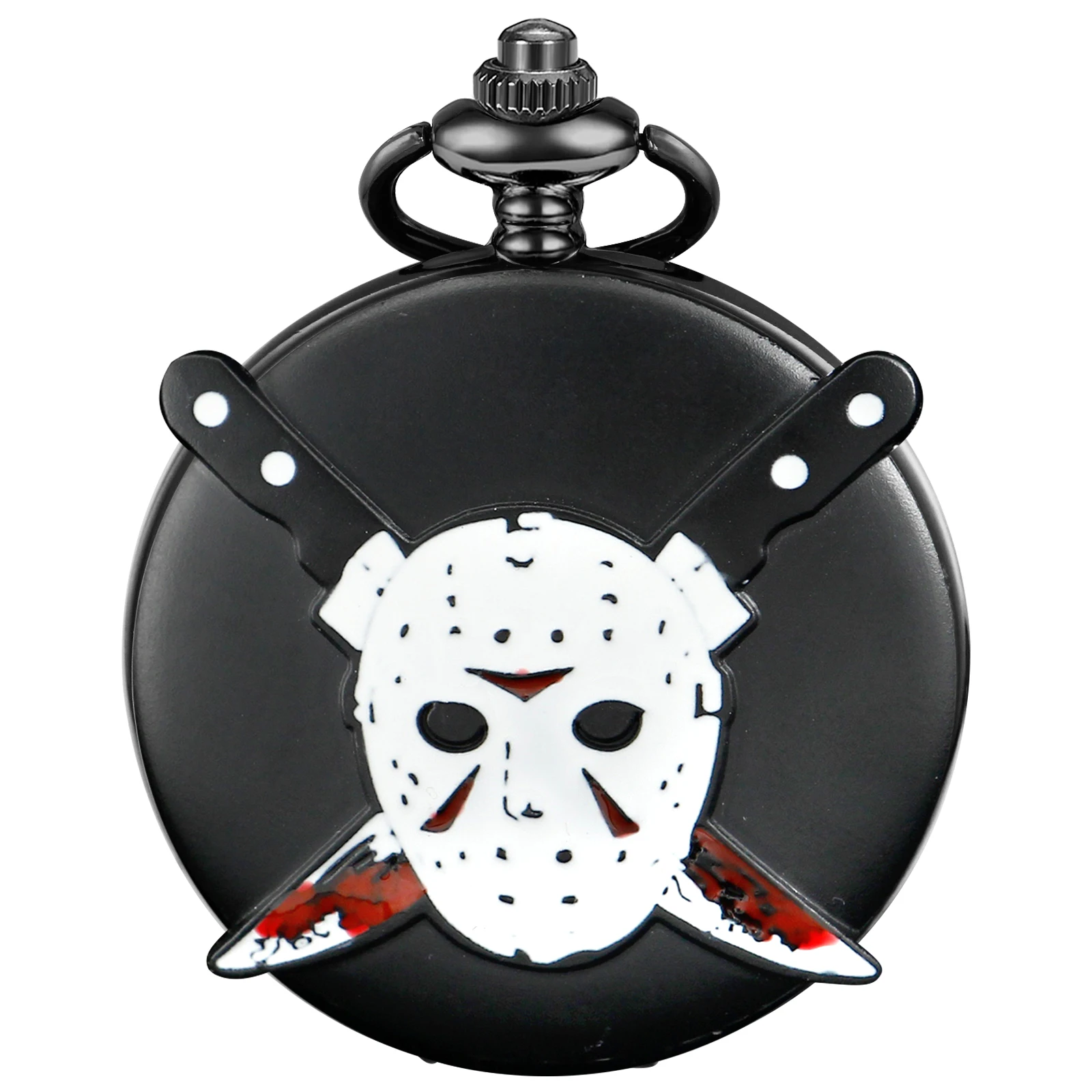 Classic Horror Movie Mask Butcher Black Quartz Pocket Watch Popular Men's Necklace Pendant Women's Children's Jewelry