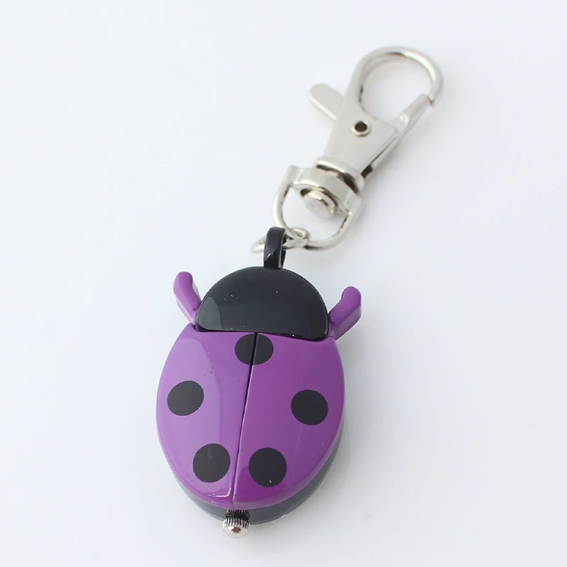 10pcs /Lot, Wholesale Mixed Colors Bulk Brand Fashion Beetles Ladybug Pocket Pendant Key Ring Chain Quartz Dress Watches