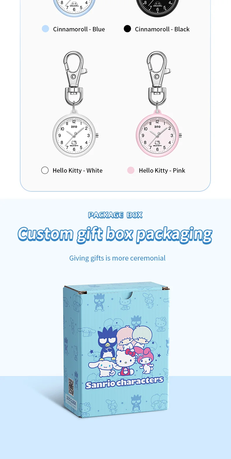 ZGO Sanrio Cinnamoroll Lady Pocket Watch, Simple Design Sense Pendant Watch, Waterproof, Quartz Watch, Gift 733