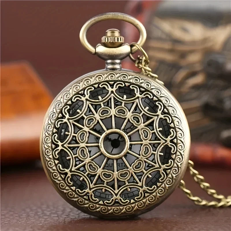 Necklace With Pendant Vintage Pocket Watch Hollow Styles Spider  Bronze Quartz Watches Casual Clock Best Souvenir Gift Relojes