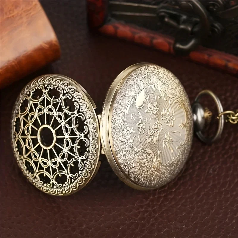 Necklace With Pendant Vintage Pocket Watch Hollow Styles Spider  Bronze Quartz Watches Casual Clock Best Souvenir Gift Relojes
