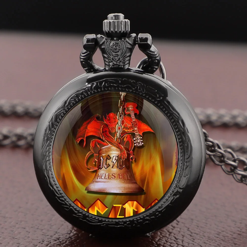 Band theme Glass Dome Vintage Quartz Pocket Watch Men Women Pendant Charm Clock Watch Jewelry Gifts Relojes De Bolsillo