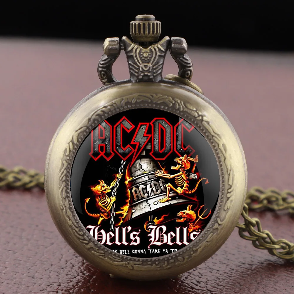 Band theme Glass Dome Vintage Quartz Pocket Watch Men Women Pendant Charm Clock Watch Jewelry Gifts Relojes De Bolsillo