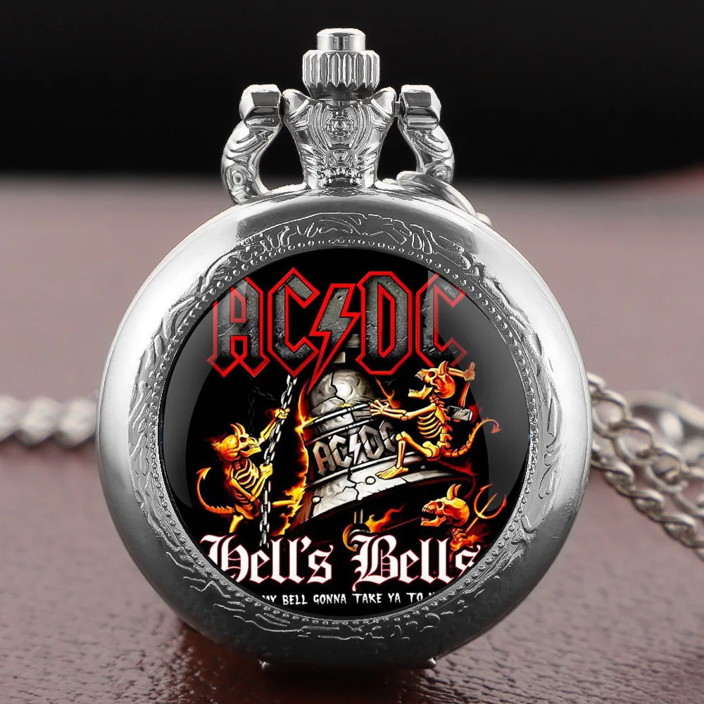 Band theme Glass Dome Vintage Quartz Pocket Watch Men Women Pendant Charm Clock Watch Jewelry Gifts Relojes De Bolsillo