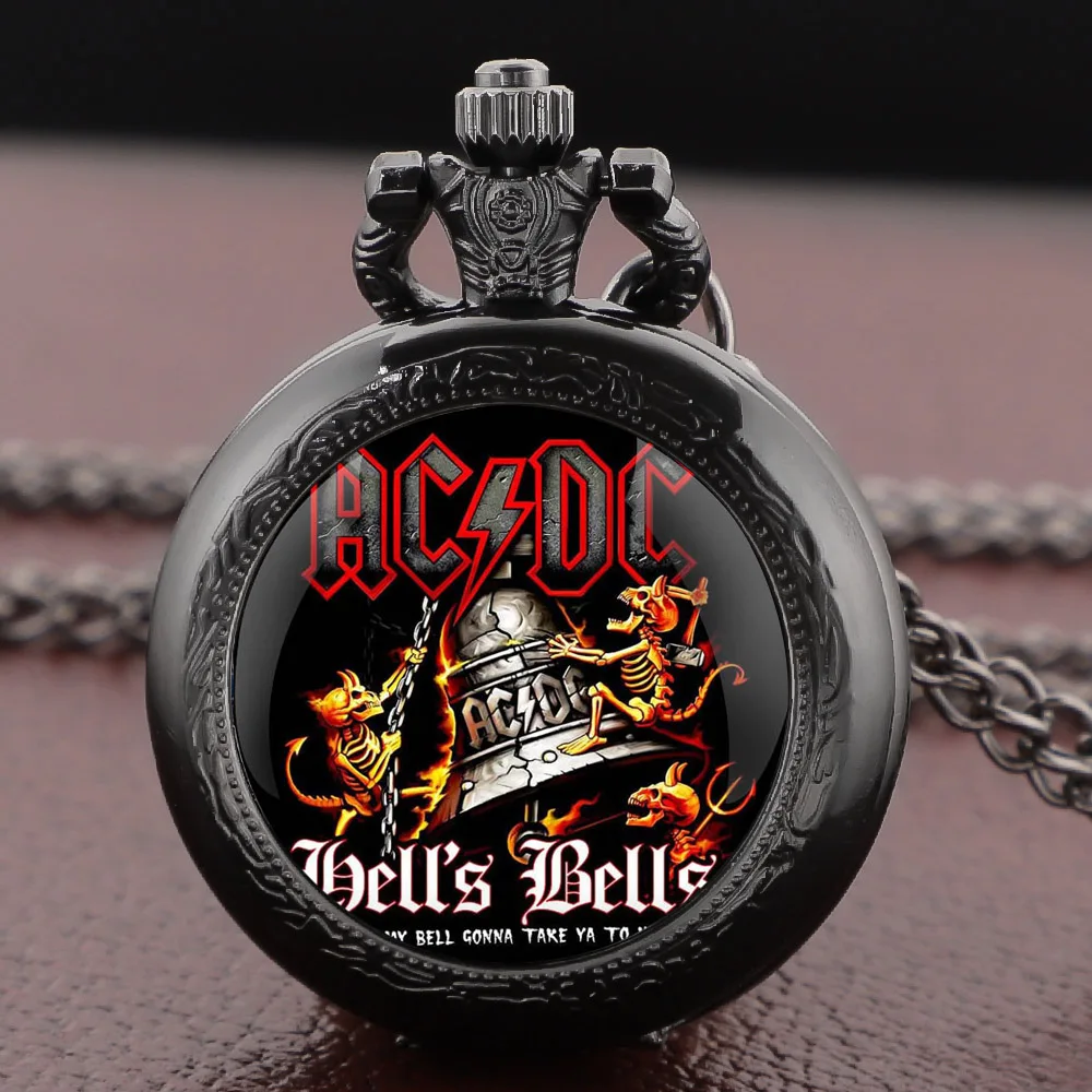 Band theme Glass Dome Vintage Quartz Pocket Watch Men Women Pendant Charm Clock Watch Jewelry Gifts Relojes De Bolsillo