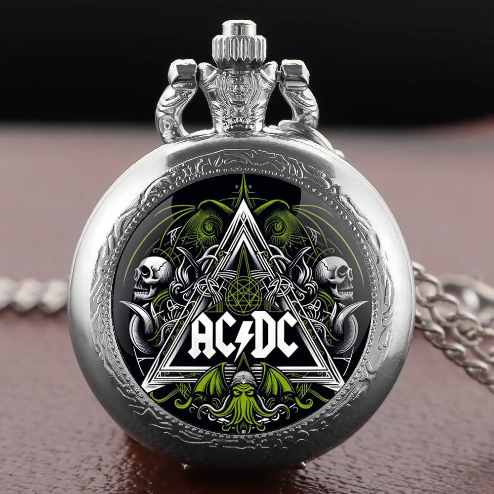 Band theme Glass Dome Vintage Quartz Pocket Watch Men Women Pendant Charm Clock Watch Jewelry Gifts Relojes De Bolsillo