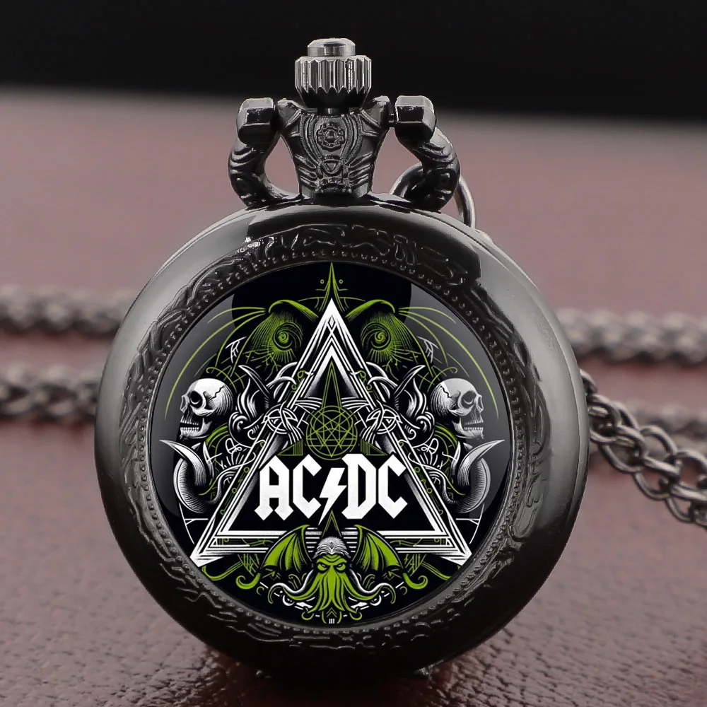 Band theme Glass Dome Vintage Quartz Pocket Watch Men Women Pendant Charm Clock Watch Jewelry Gifts Relojes De Bolsillo