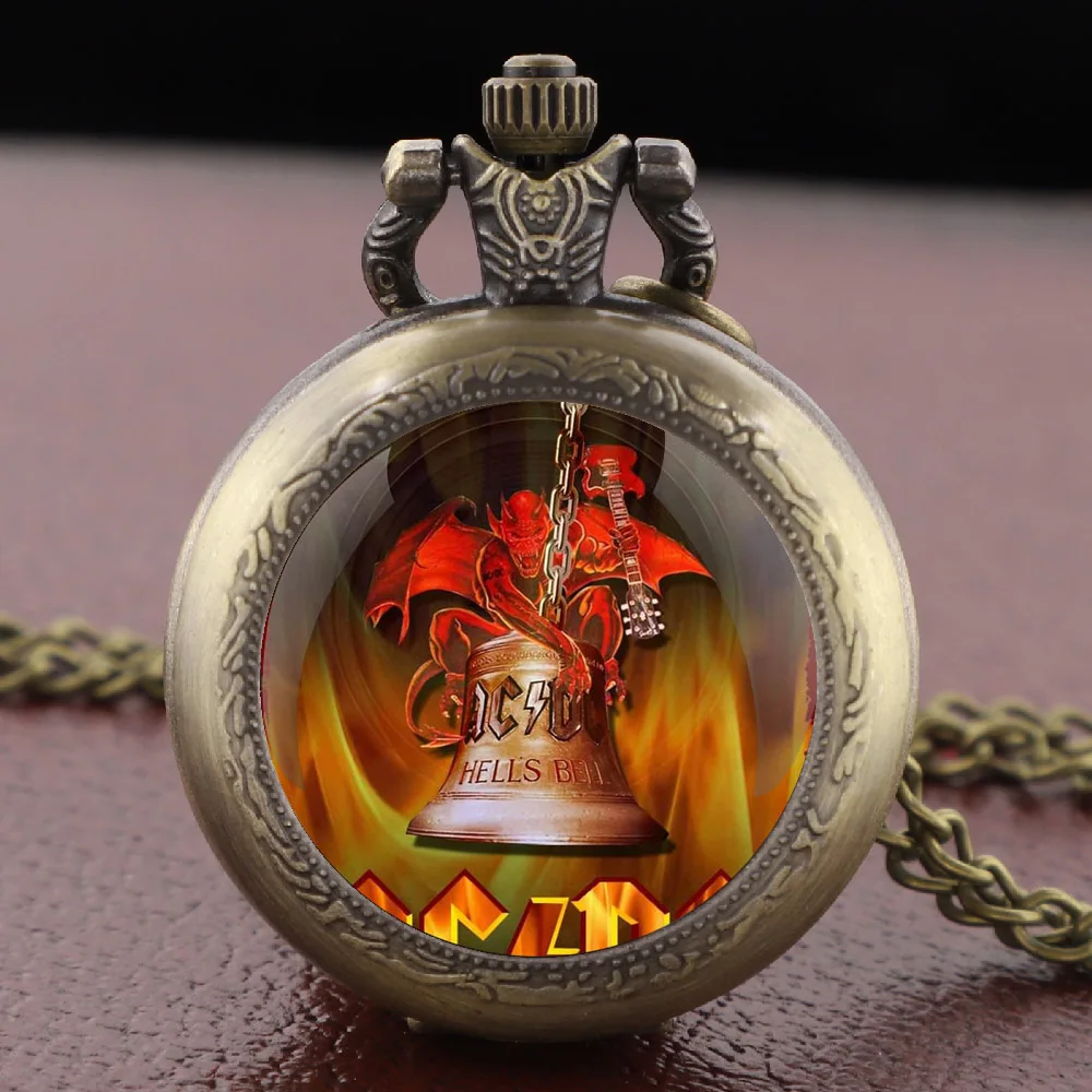 Band theme Glass Dome Vintage Quartz Pocket Watch Men Women Pendant Charm Clock Watch Jewelry Gifts Relojes De Bolsillo