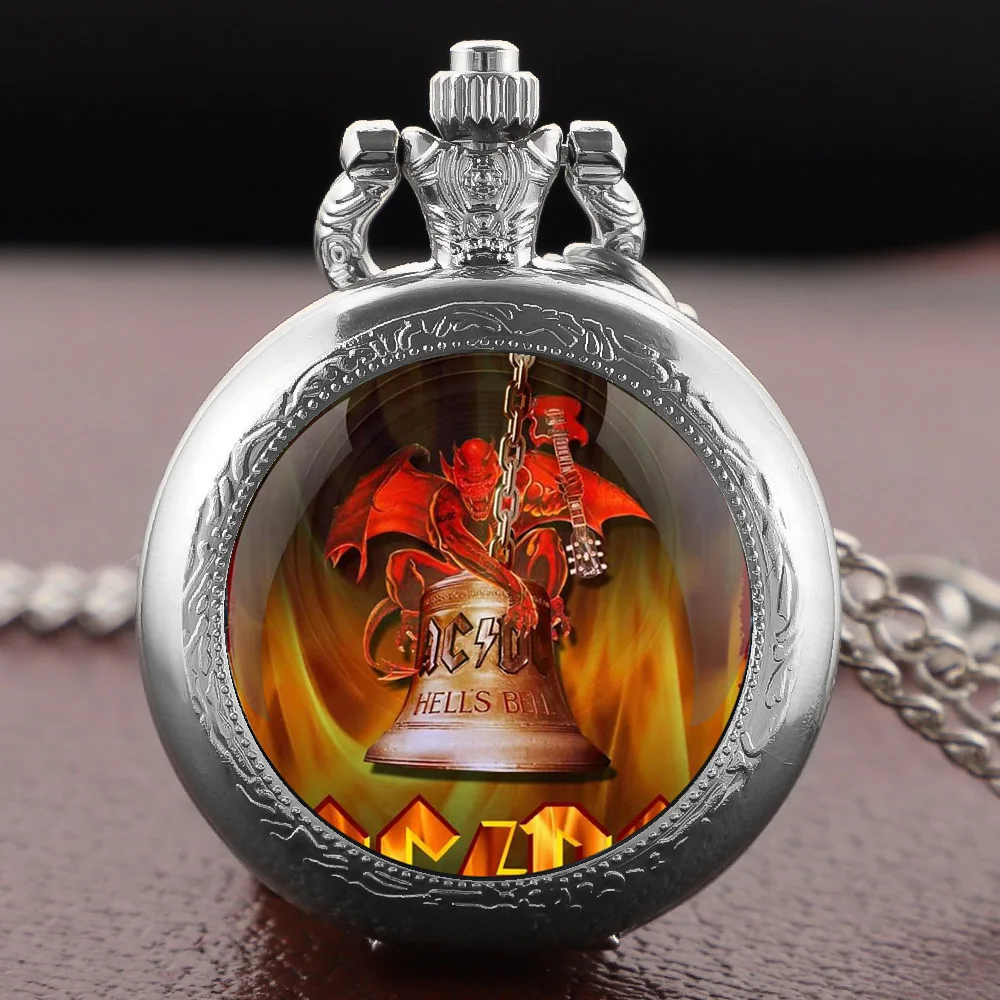 Band theme Glass Dome Vintage Quartz Pocket Watch Men Women Pendant Charm Clock Watch Jewelry Gifts Relojes De Bolsillo