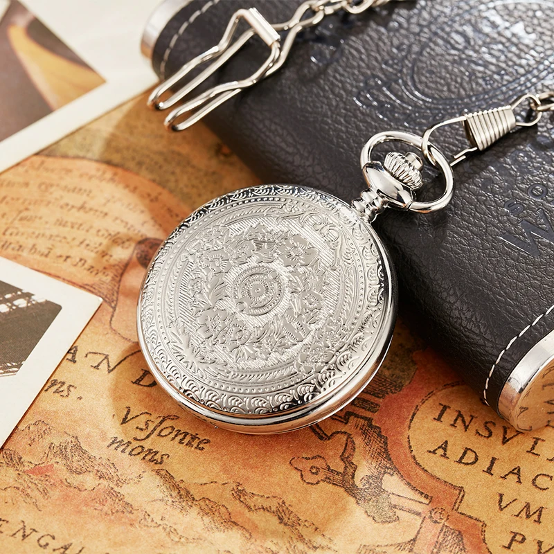Antique Steampunk Vintage Roman Numerals Quartz Pocket Watch Multicolor Case Necklace Pendant Clock Chain Men's Women 2020