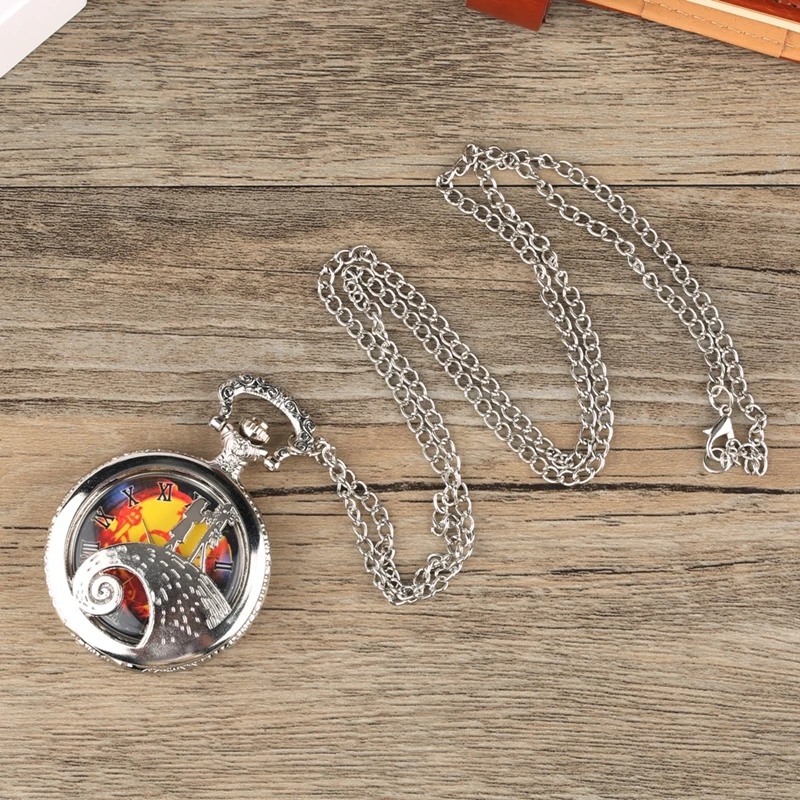Retro Skull Punk Chain Necklace Quartz Pocket Watch Jack Pendant Retro Bronze Jewelry Fob Necklace Watches for Men Women Kids