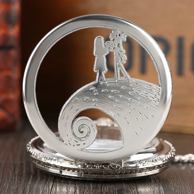 Retro Skull Punk Chain Necklace Quartz Pocket Watch Jack Pendant Retro Bronze Jewelry Fob Necklace Watches for Men Women Kids