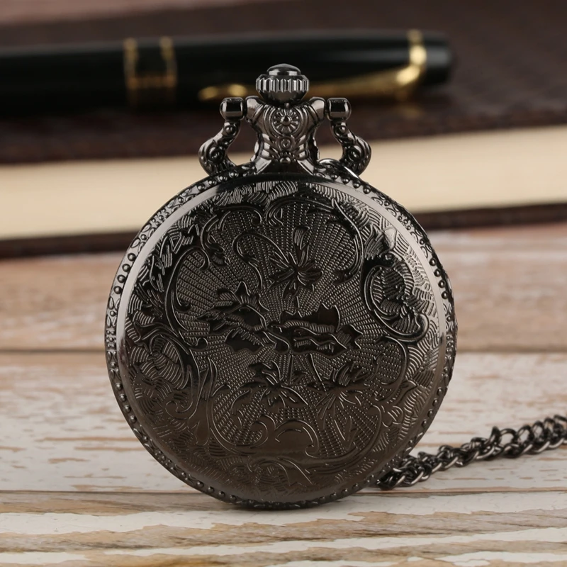 Retro Skull Punk Chain Necklace Quartz Pocket Watch Jack Pendant Retro Bronze Jewelry Fob Necklace Watches for Men Women Kids