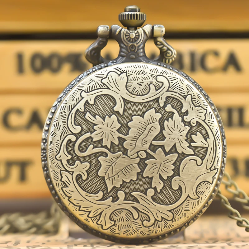 Retro Bronze Steampunk Persian Lran Cyrus Engraved Flip Quartz Boy And Girl Necklace Collection Commemorative Pocket Watch