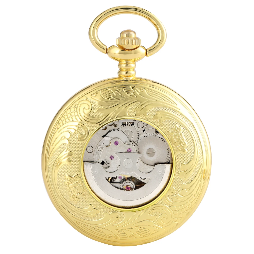 Golden Automatic Mechanical Pocket Watch Fob For Nurse Luxury Fashion Trendy Stylish Shield Pendant Men Women Christmas Gift