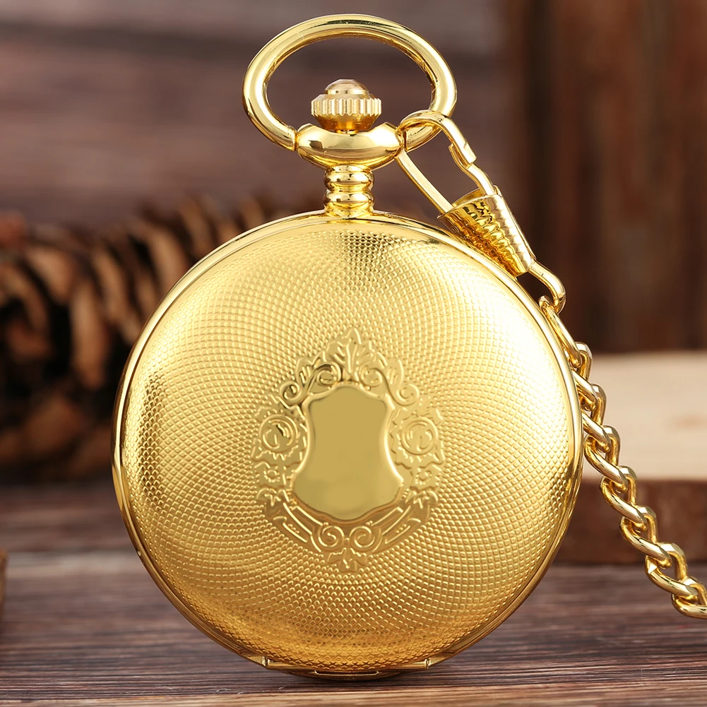Golden Automatic Mechanical Pocket Watch Fob For Nurse Luxury Fashion Trendy Stylish Shield Pendant Men Women Christmas Gift