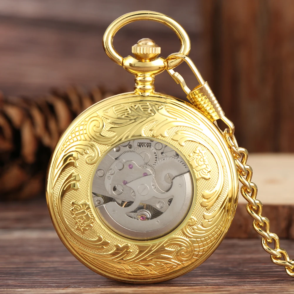Golden Automatic Mechanical Pocket Watch Fob For Nurse Luxury Fashion Trendy Stylish Shield Pendant Men Women Christmas Gift