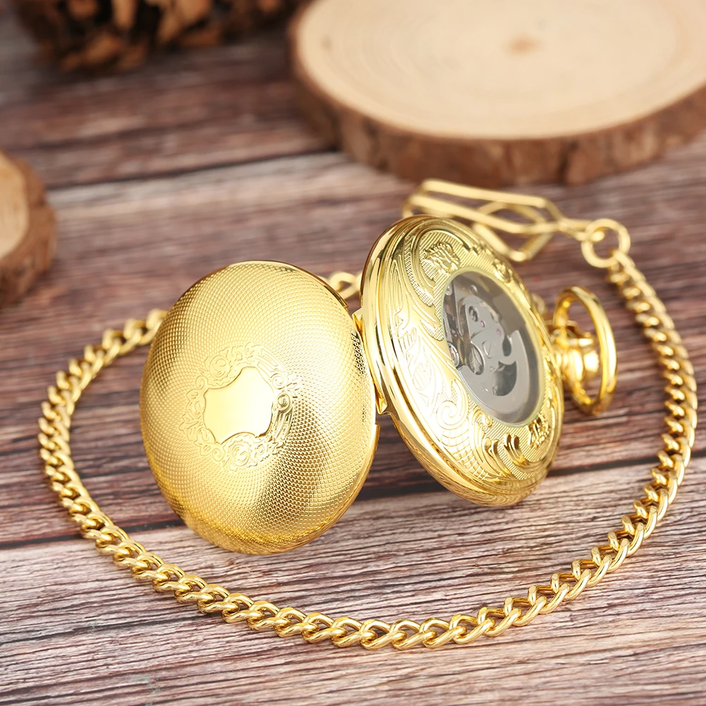 Golden Automatic Mechanical Pocket Watch Fob For Nurse Luxury Fashion Trendy Stylish Shield Pendant Men Women Christmas Gift