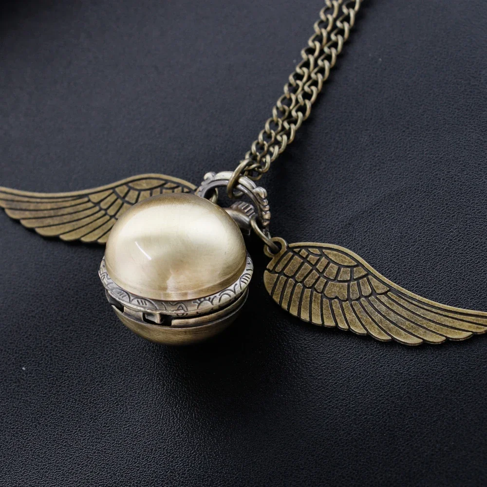 10pcs/lot Wholesale Gold Fairy Ball Quartz Pocket Watch Men's and Women's Vintage Clock Children Gift Pendant Necklace Souvenir