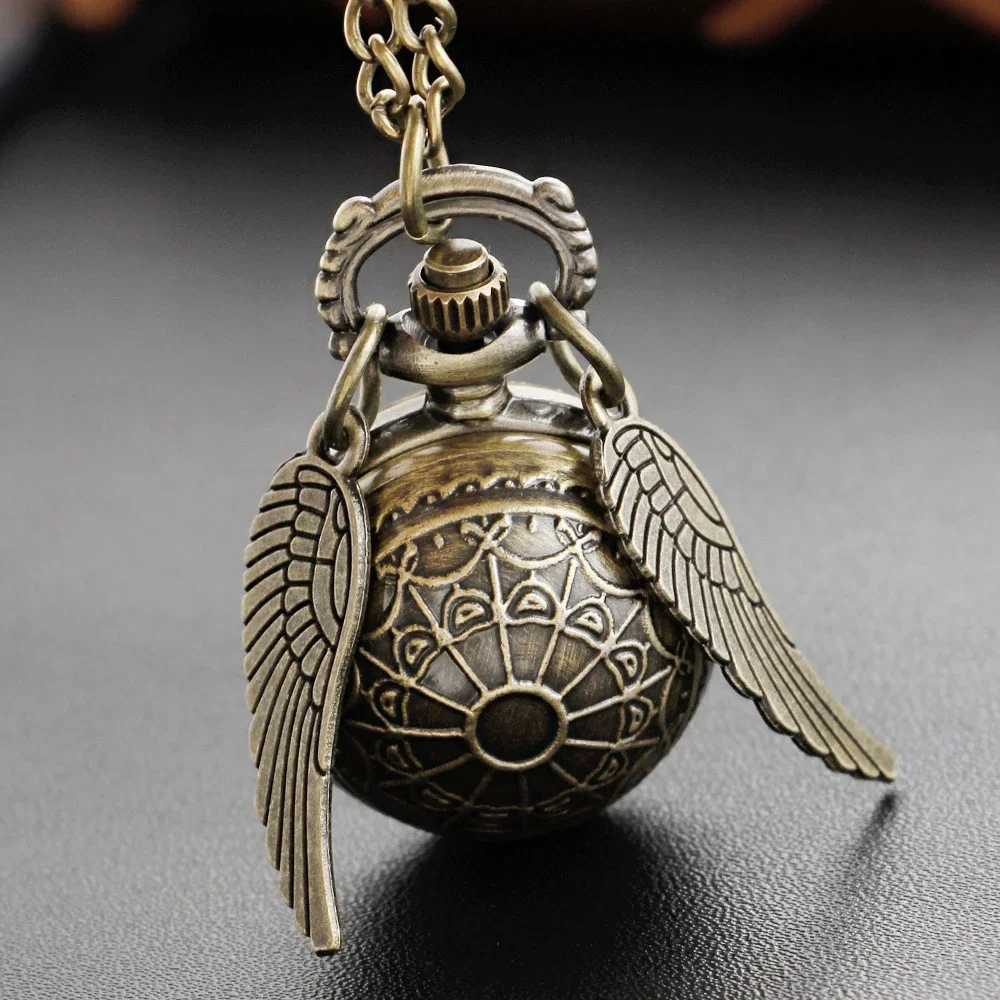 10pcs/lot Wholesale Gold Fairy Ball Quartz Pocket Watch Men's and Women's Vintage Clock Children Gift Pendant Necklace Souvenir