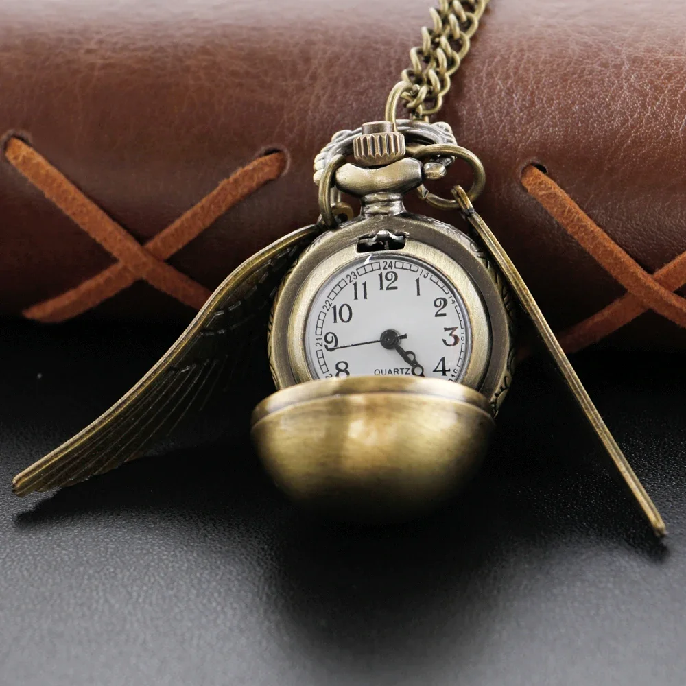 10pcs/lot Wholesale Gold Fairy Ball Quartz Pocket Watch Men's and Women's Vintage Clock Children Gift Pendant Necklace Souvenir