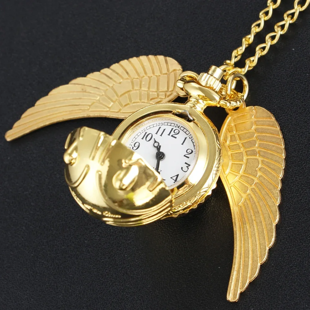 10pcs/lot Wholesale Gold Fairy Ball Quartz Pocket Watch Men's and Women's Vintage Clock Children Gift Pendant Necklace Souvenir