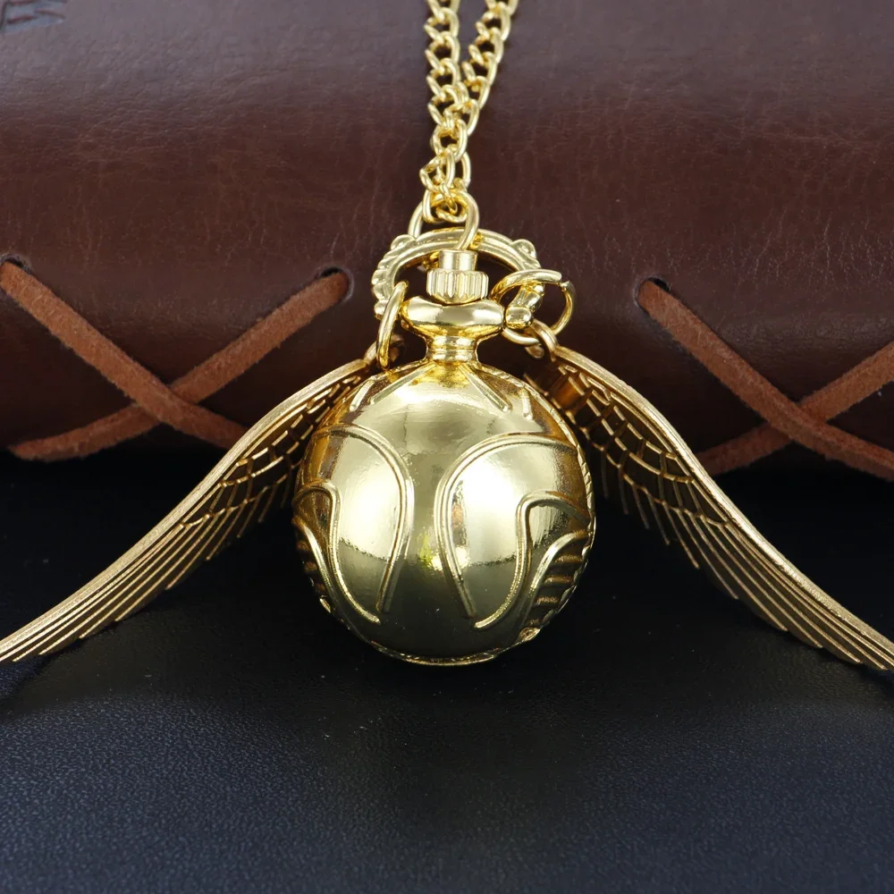 10pcs/lot Wholesale Gold Fairy Ball Quartz Pocket Watch Men's and Women's Vintage Clock Children Gift Pendant Necklace Souvenir