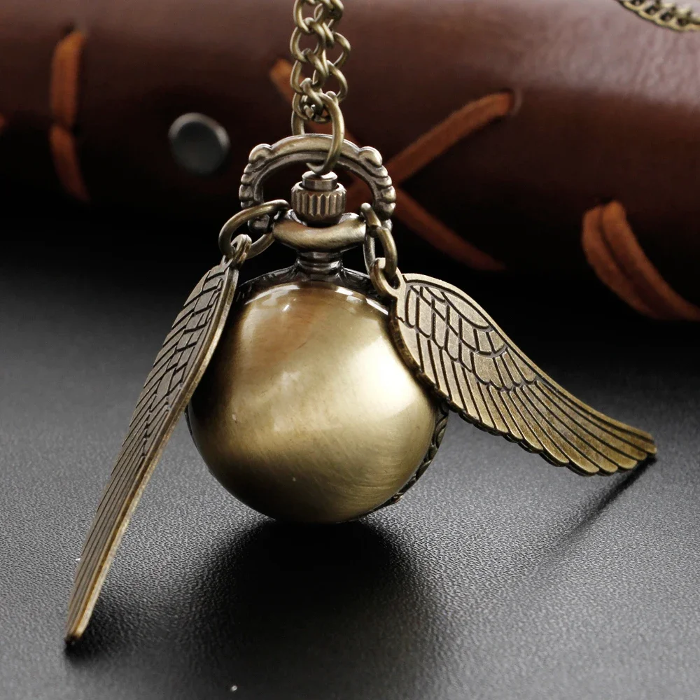10pcs/lot Wholesale Gold Fairy Ball Quartz Pocket Watch Men's and Women's Vintage Clock Children Gift Pendant Necklace Souvenir