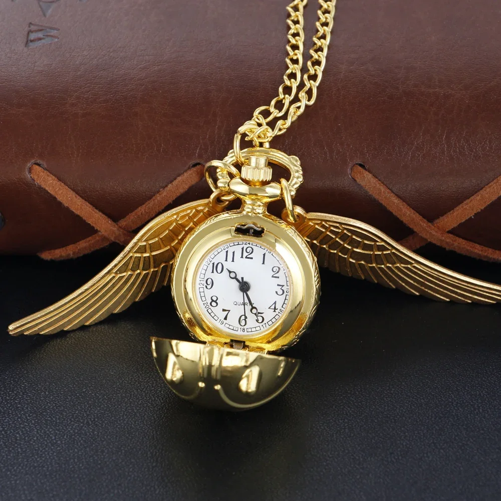 10pcs/lot Wholesale Gold Fairy Ball Quartz Pocket Watch Men's and Women's Vintage Clock Children Gift Pendant Necklace Souvenir