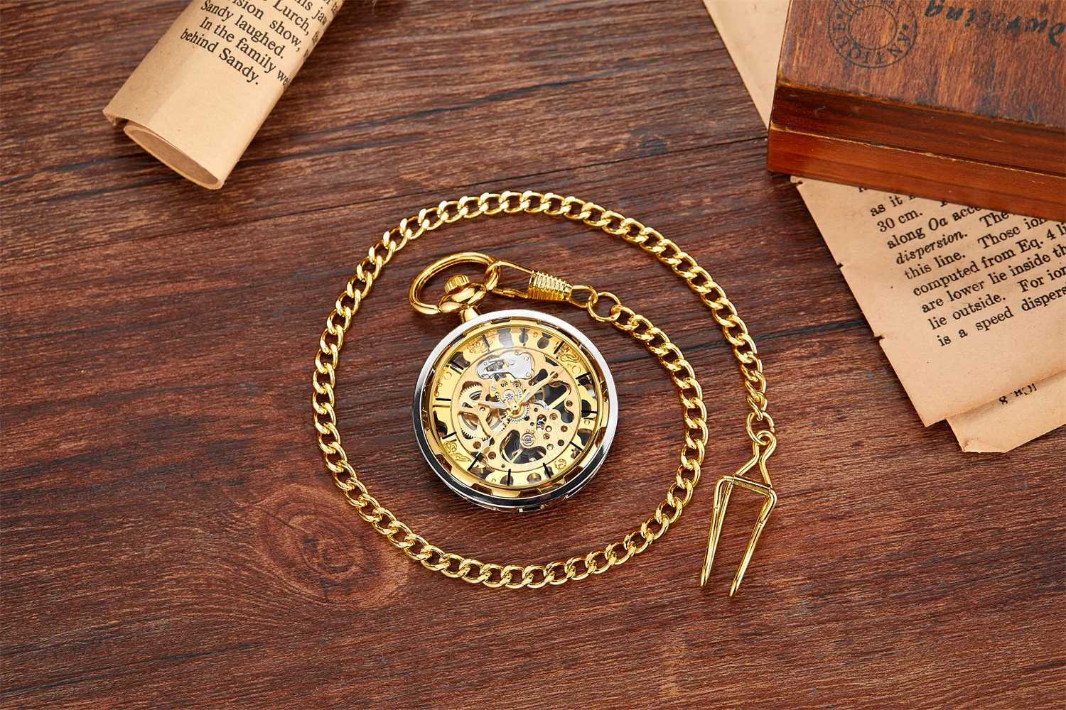 Luxury leisure college style male accessories without cover mechanical pocket watch hollowed out gold party fashionable
